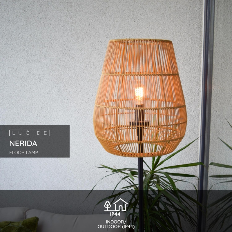 Lucide NERIDA - Stojacia lampa Vonkajšia - Ø 35 cm - 1xE27 - IP44 - Natural